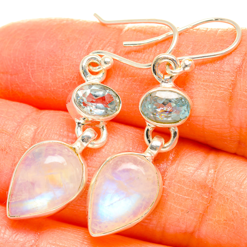 Rainbow Moonstone Earrings handcrafted by Anasilvercos - EARR429710