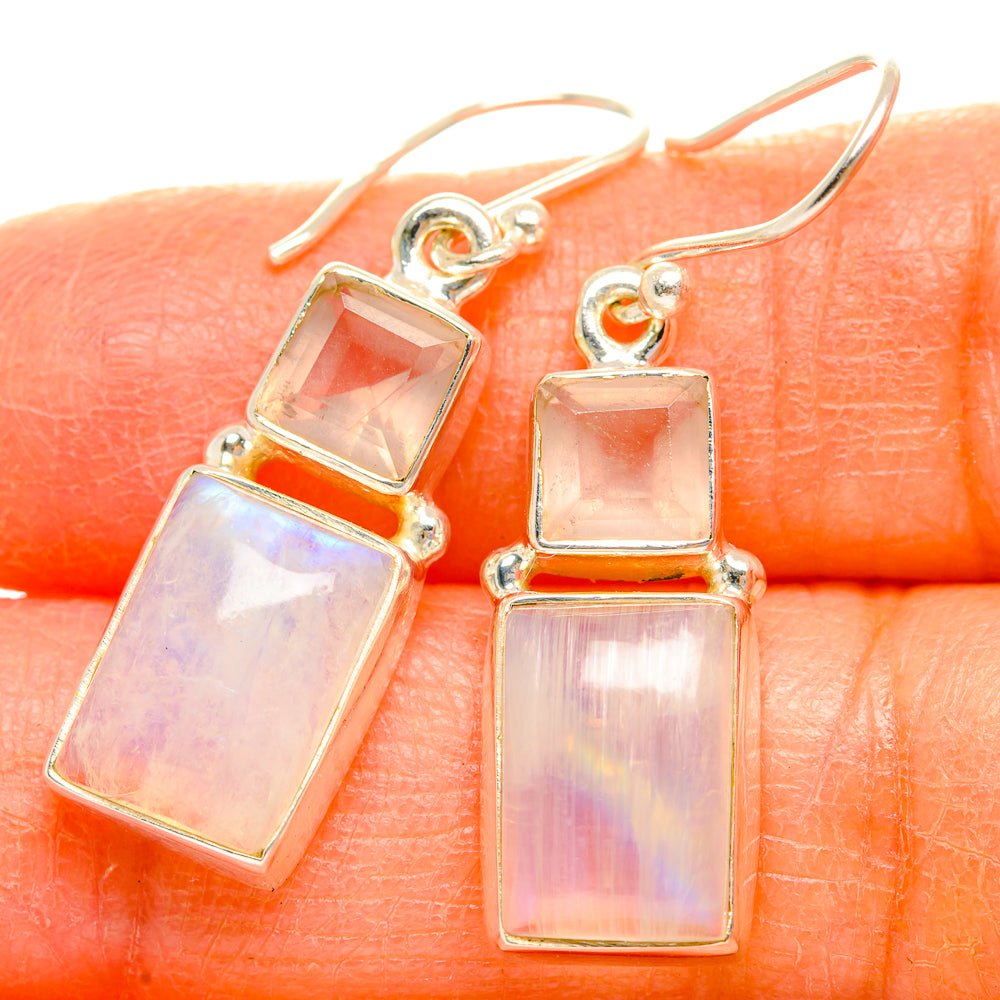 Rainbow Moonstone Earrings handcrafted by Anasilvercos - EARR429713