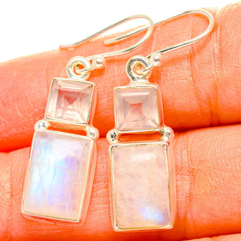Rainbow Moonstone Earrings handcrafted by Anasilvercos - EARR429718
