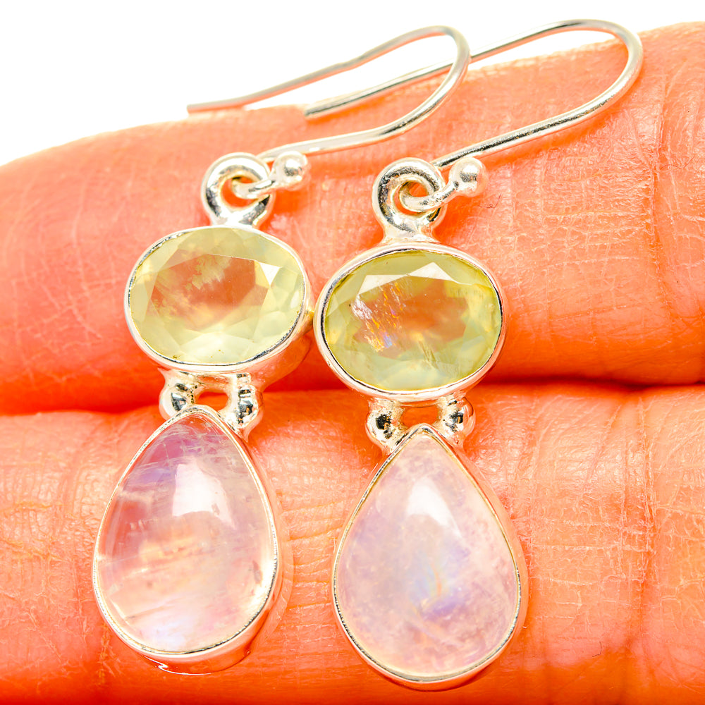Rainbow Moonstone Earrings handcrafted by Anasilvercos - EARR429727