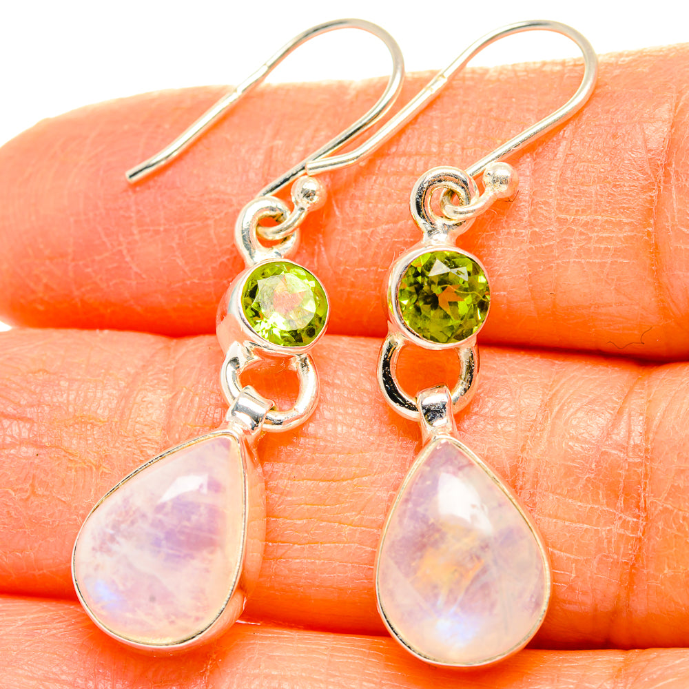 Rainbow Moonstone Earrings handcrafted by Anasilvercos - EARR429729