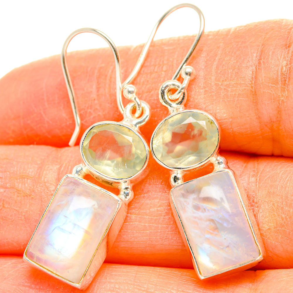Rainbow Moonstone Earrings handcrafted by Anasilvercos - EARR429730