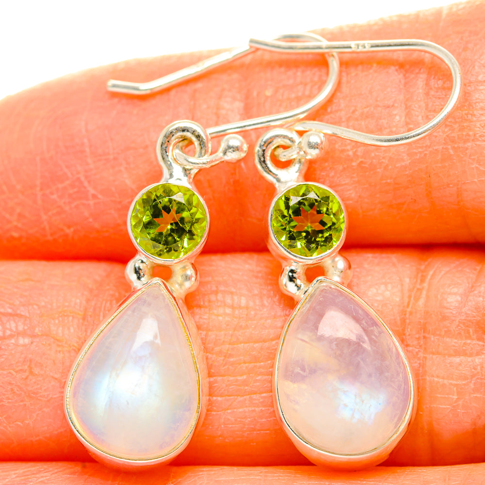 Rainbow Moonstone Earrings handcrafted by Anasilvercos - EARR429732