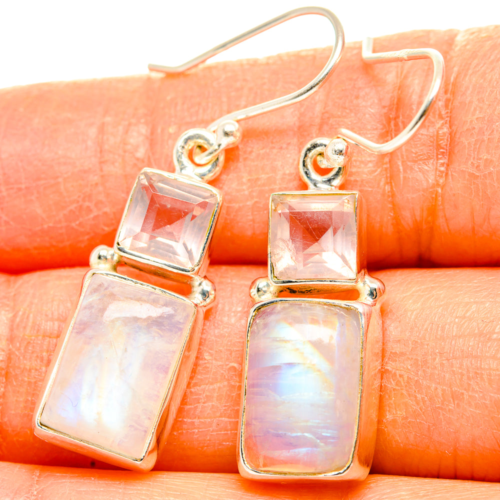 Rainbow Moonstone Earrings handcrafted by Anasilvercos - EARR429740