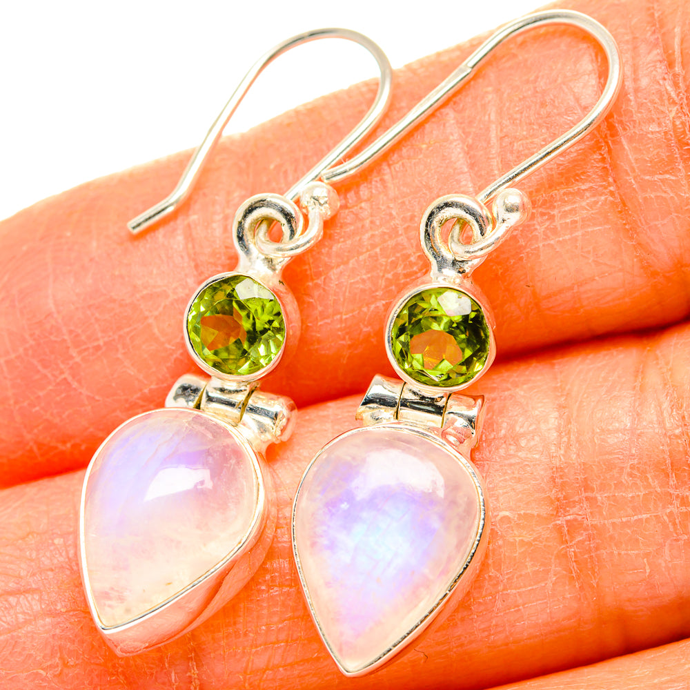 Rainbow Moonstone Earrings handcrafted by Anasilvercos - EARR429742