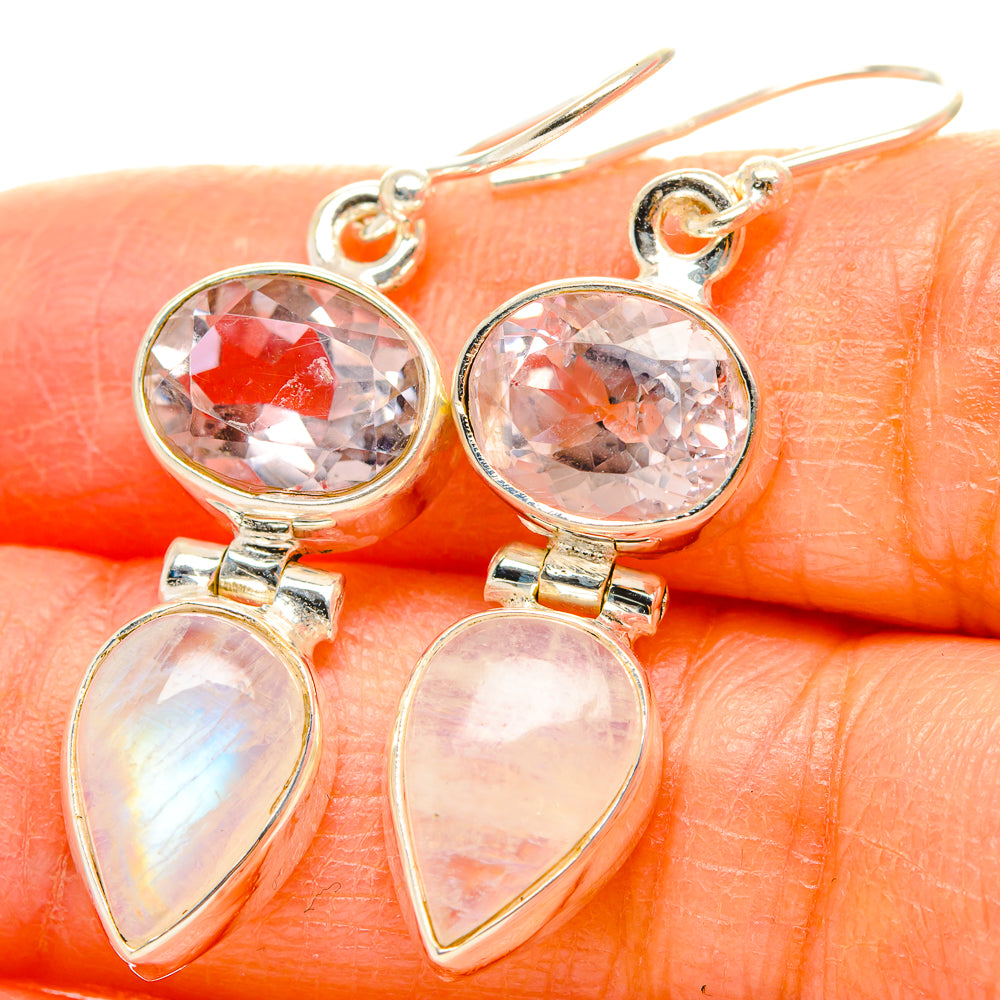 Rainbow Moonstone, Pink Amethyst Earrings handcrafted by Anasilvercos - EARR429753