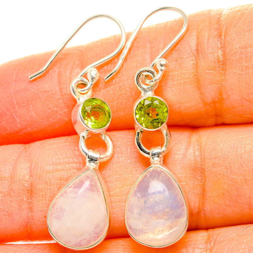 Rainbow Moonstone, Peridot Earrings handcrafted by Anasilvercos - EARR429763