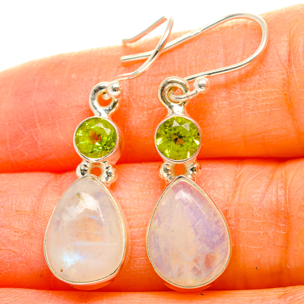 Rainbow Moonstone, Peridot Earrings handcrafted by Anasilvercos - EARR429764