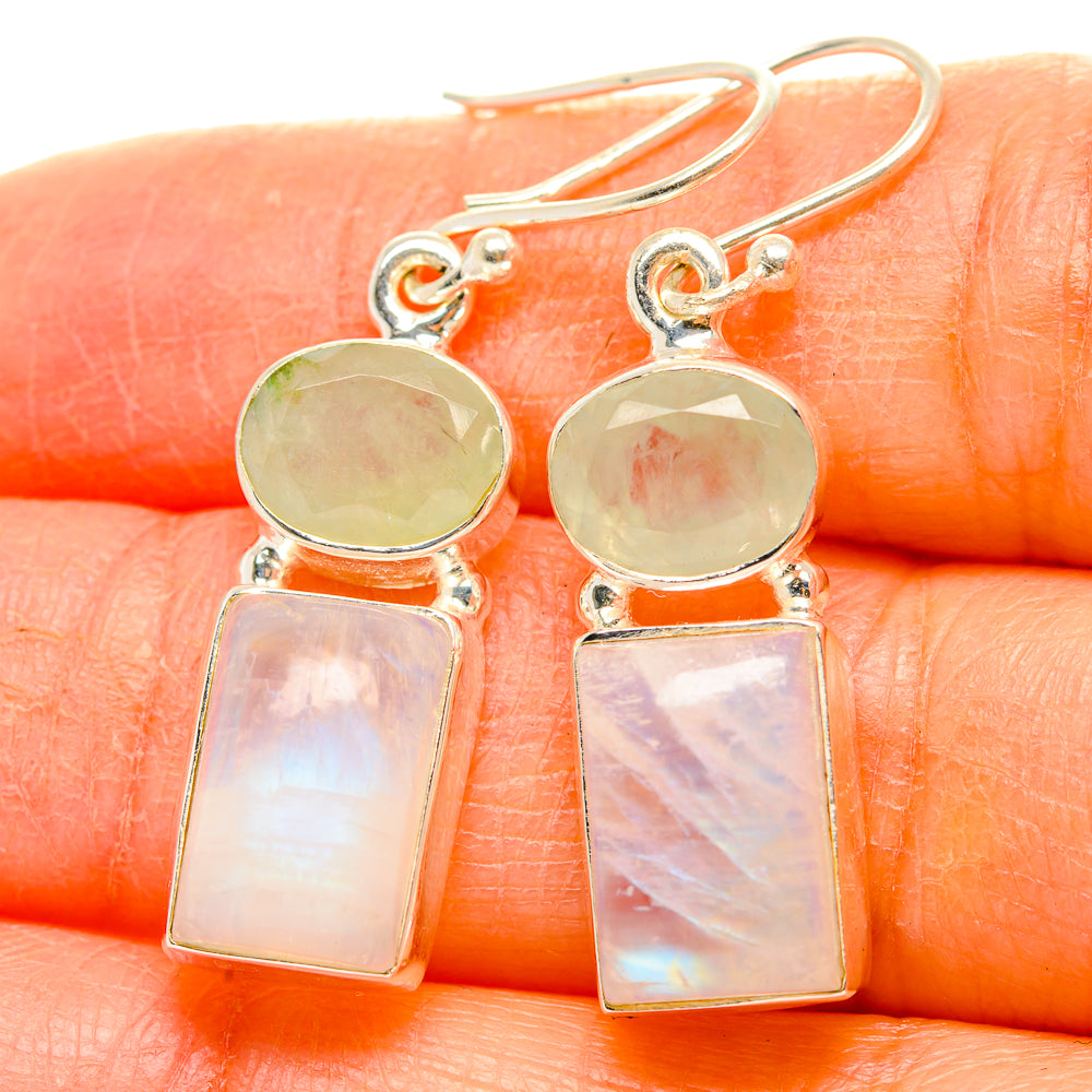 Rainbow Moonstone, Prehnite Earrings handcrafted by Anasilvercos - EARR429765