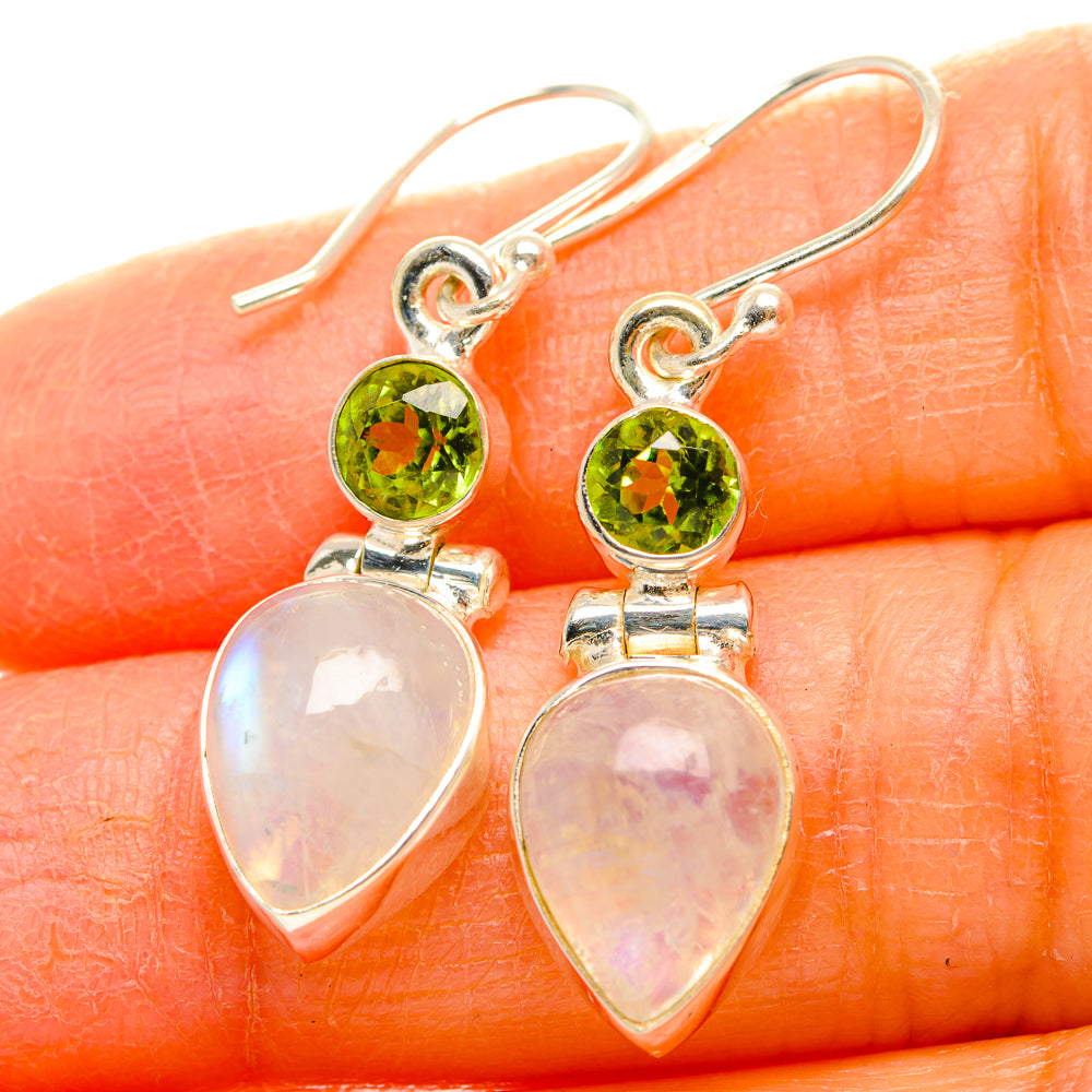 Rainbow Moonstone, Peridot Earrings handcrafted by Anasilvercos - EARR429766