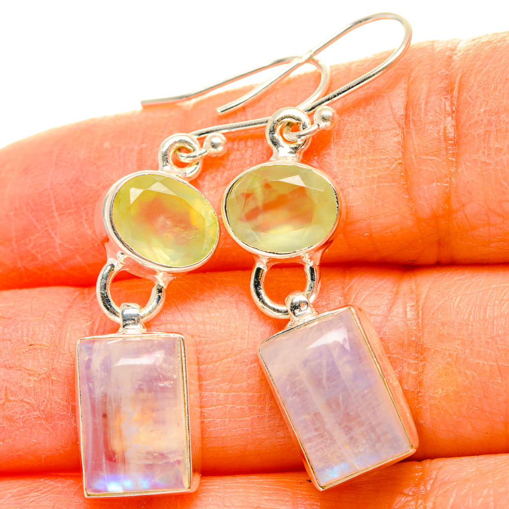 Rainbow Moonstone, Prehnite Earrings handcrafted by Anasilvercos - EARR429768