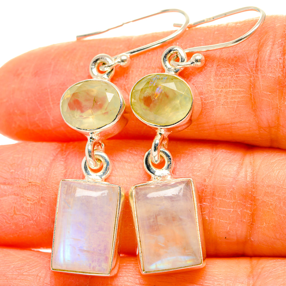 Rainbow Moonstone, Prehnite Earrings handcrafted by Anasilvercos - EARR429770