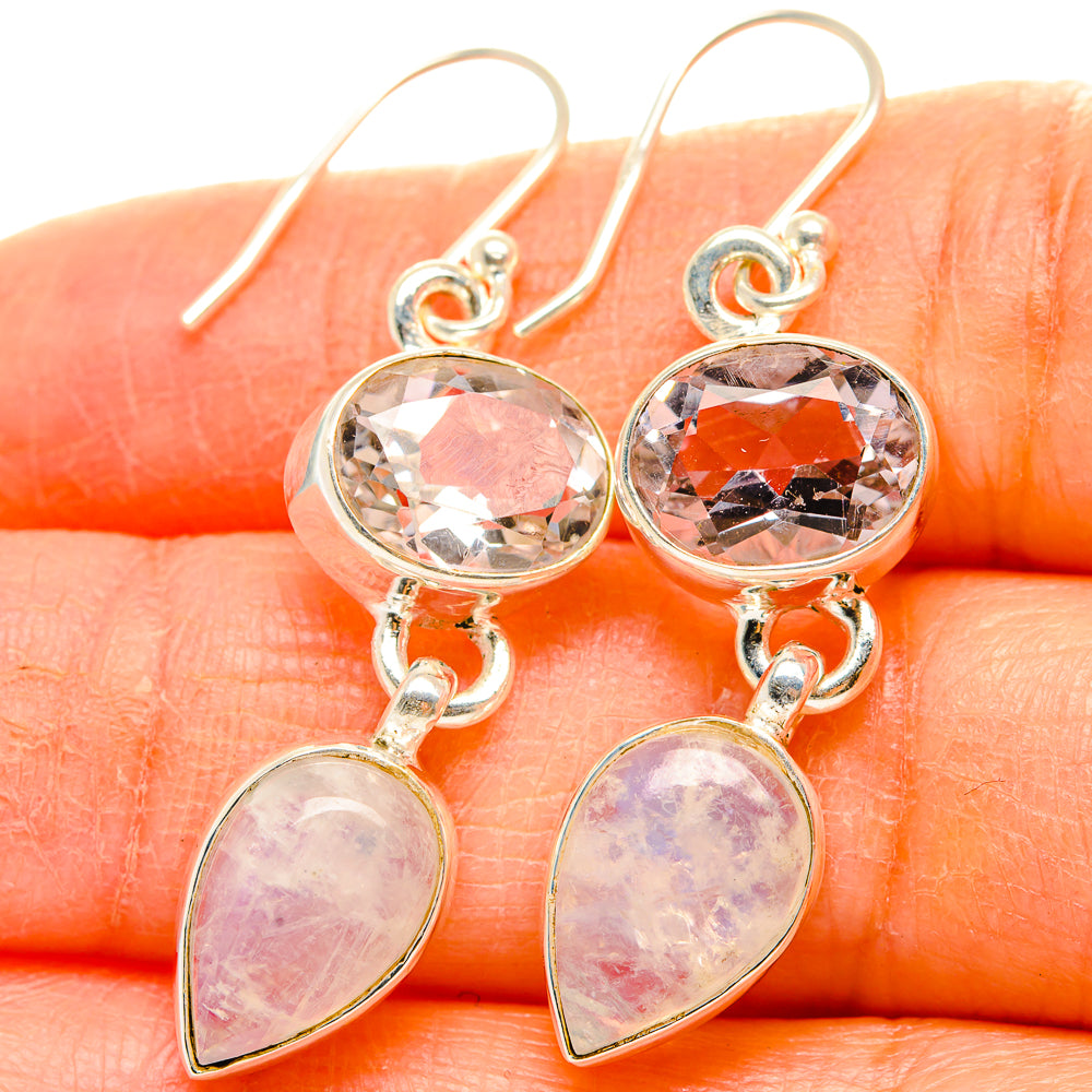 Rainbow Moonstone, Pink Amethyst Earrings handcrafted by Anasilvercos - EARR429771