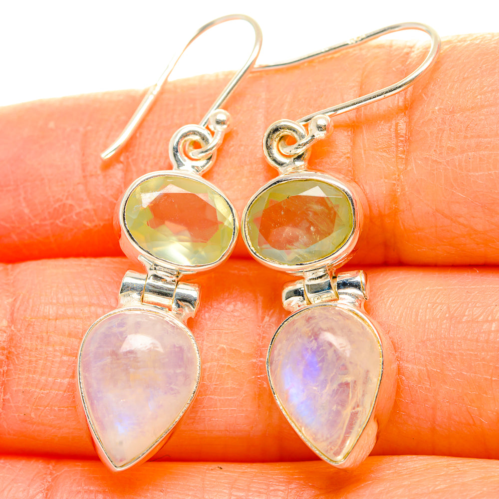 Rainbow Moonstone, Prehnite Earrings handcrafted by Anasilvercos - EARR429772