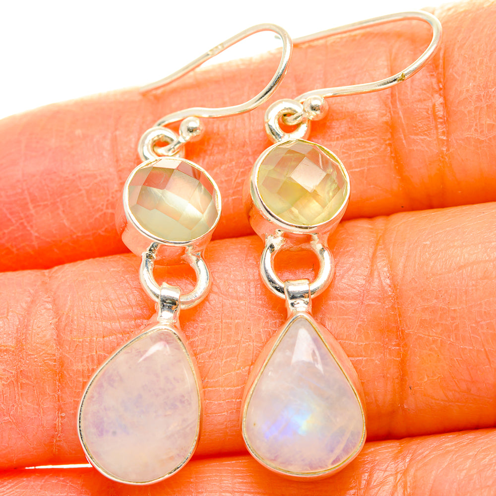 Rainbow Moonstone, Prehnite Earrings handcrafted by Anasilvercos - EARR429778
