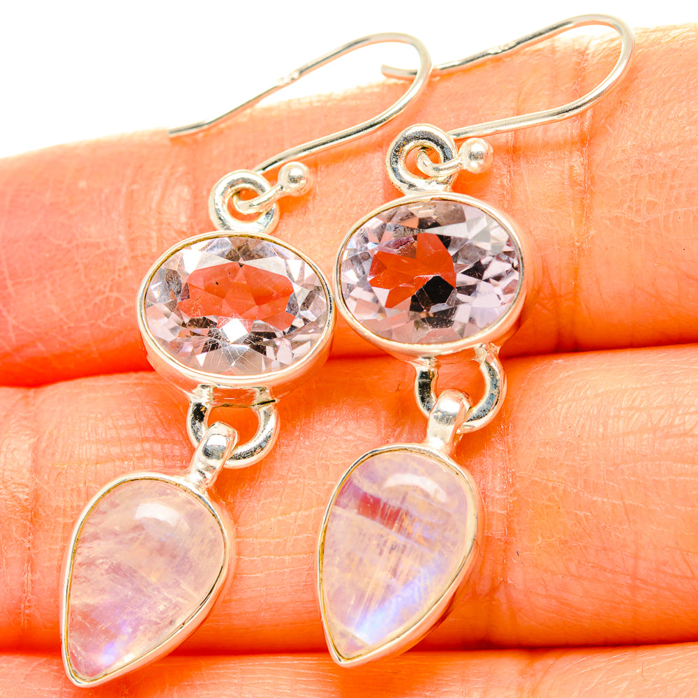 Rainbow Moonstone, Pink Amethyst Earrings handcrafted by Anasilvercos - EARR429779