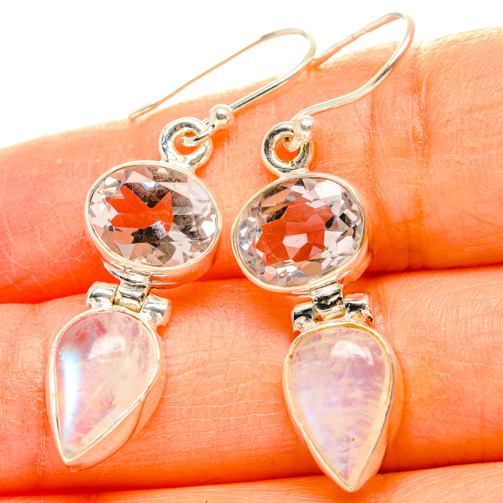 Rainbow Moonstone, Pink Amethyst Earrings handcrafted by Anasilvercos - EARR429782