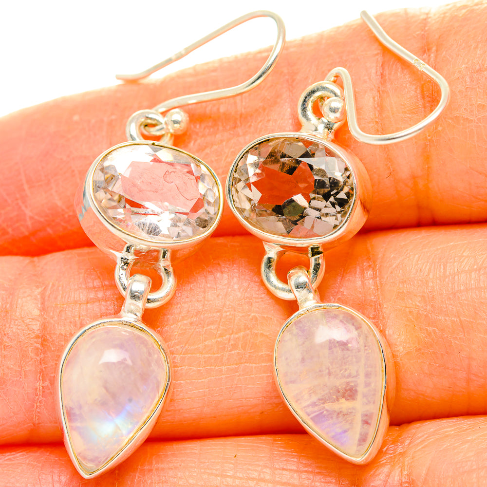 Rainbow Moonstone, Pink Amethyst Earrings handcrafted by Anasilvercos - EARR429784
