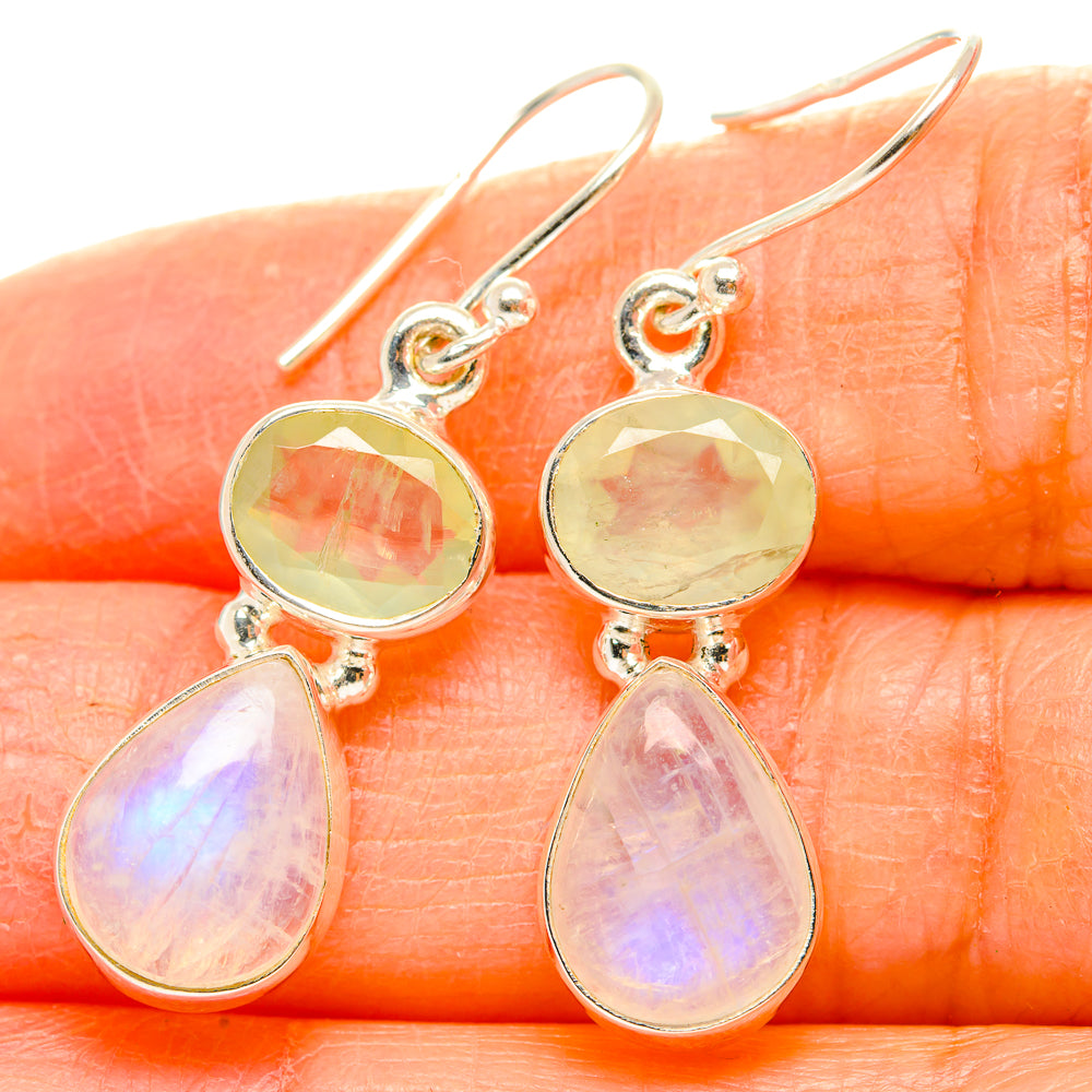 Rainbow Moonstone, Prehnite Earrings handcrafted by Anasilvercos - EARR429786