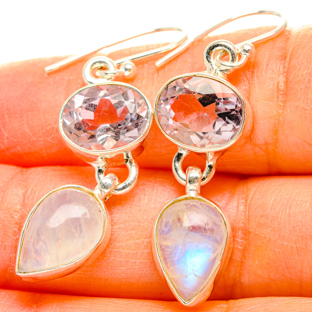 Rainbow Moonstone, Pink Amethyst Earrings handcrafted by Anasilvercos - EARR429787