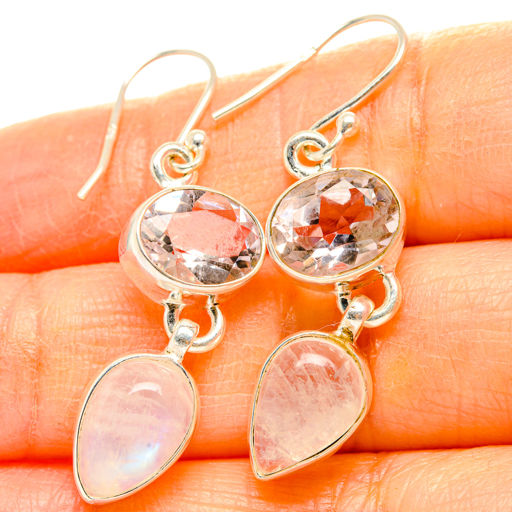 Rainbow Moonstone, Pink Amethyst Earrings handcrafted by Anasilvercos - EARR429788