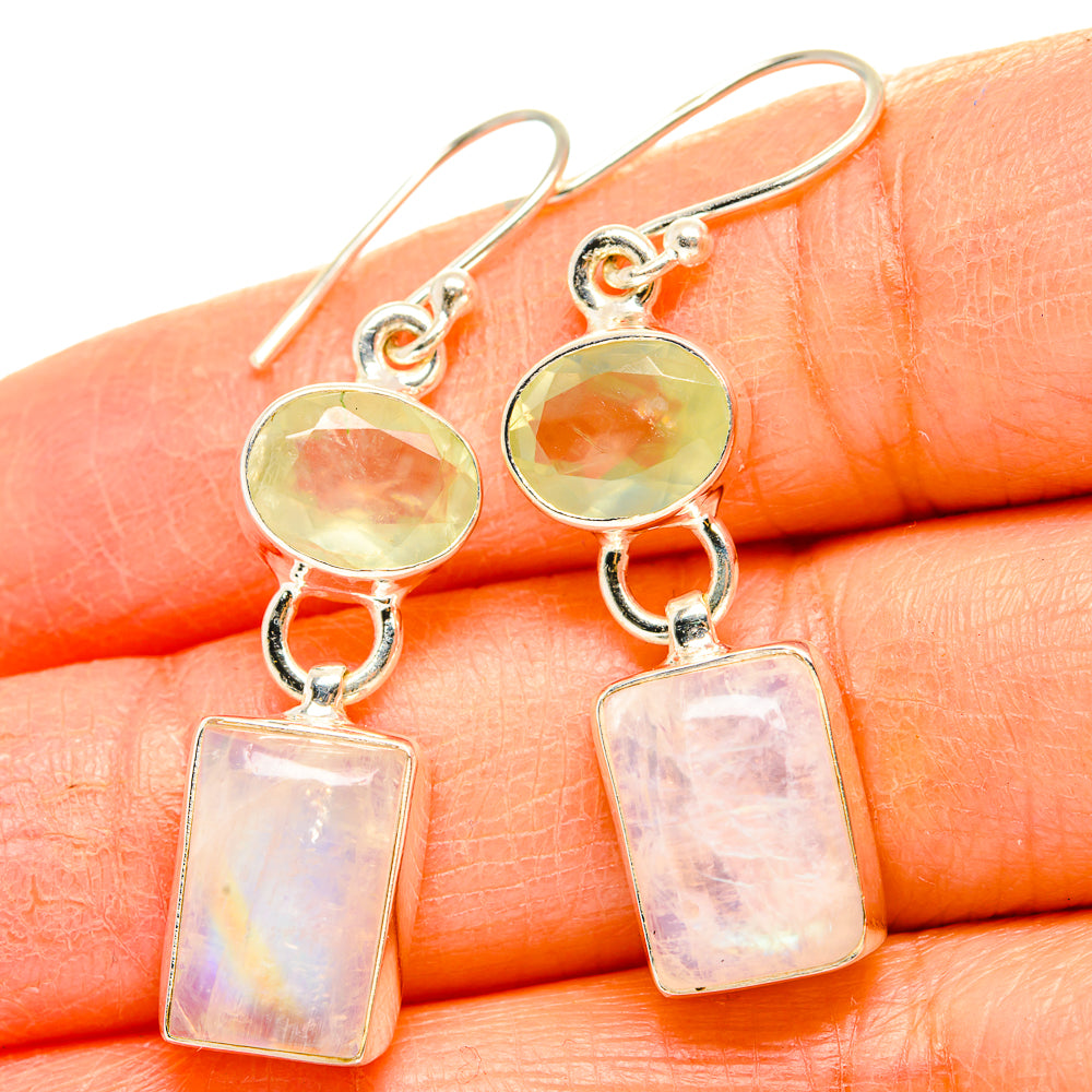 Rainbow Moonstone, Prehnite Earrings handcrafted by Anasilvercos - EARR429794