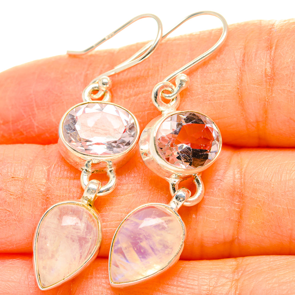 Rainbow Moonstone, Pink Amethyst Earrings handcrafted by Anasilvercos - EARR429796