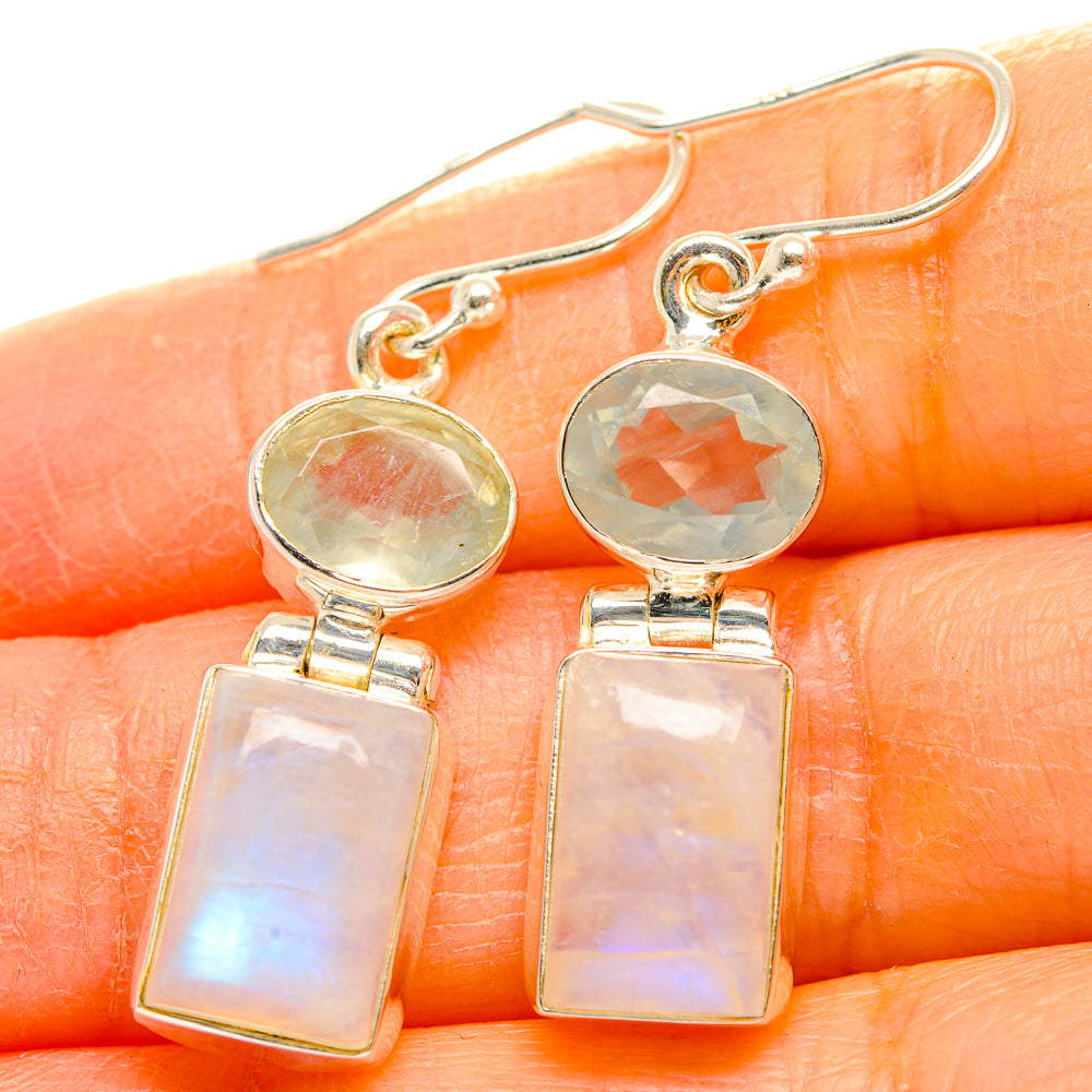 Rainbow Moonstone, Aquamarine Earrings handcrafted by Anasilvercos - EARR429797