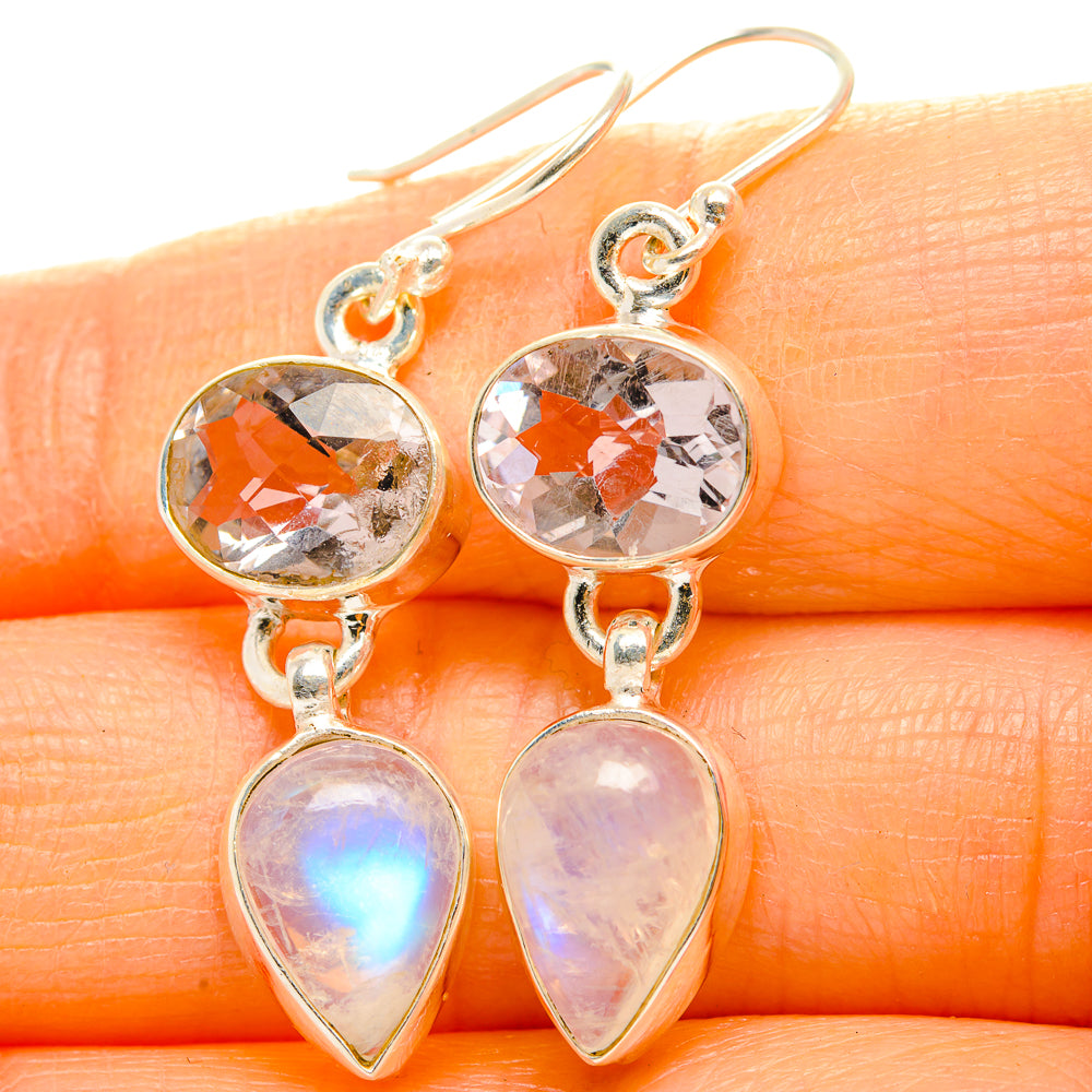Rainbow Moonstone, Pink Amethyst Earrings handcrafted by Anasilvercos - EARR429798