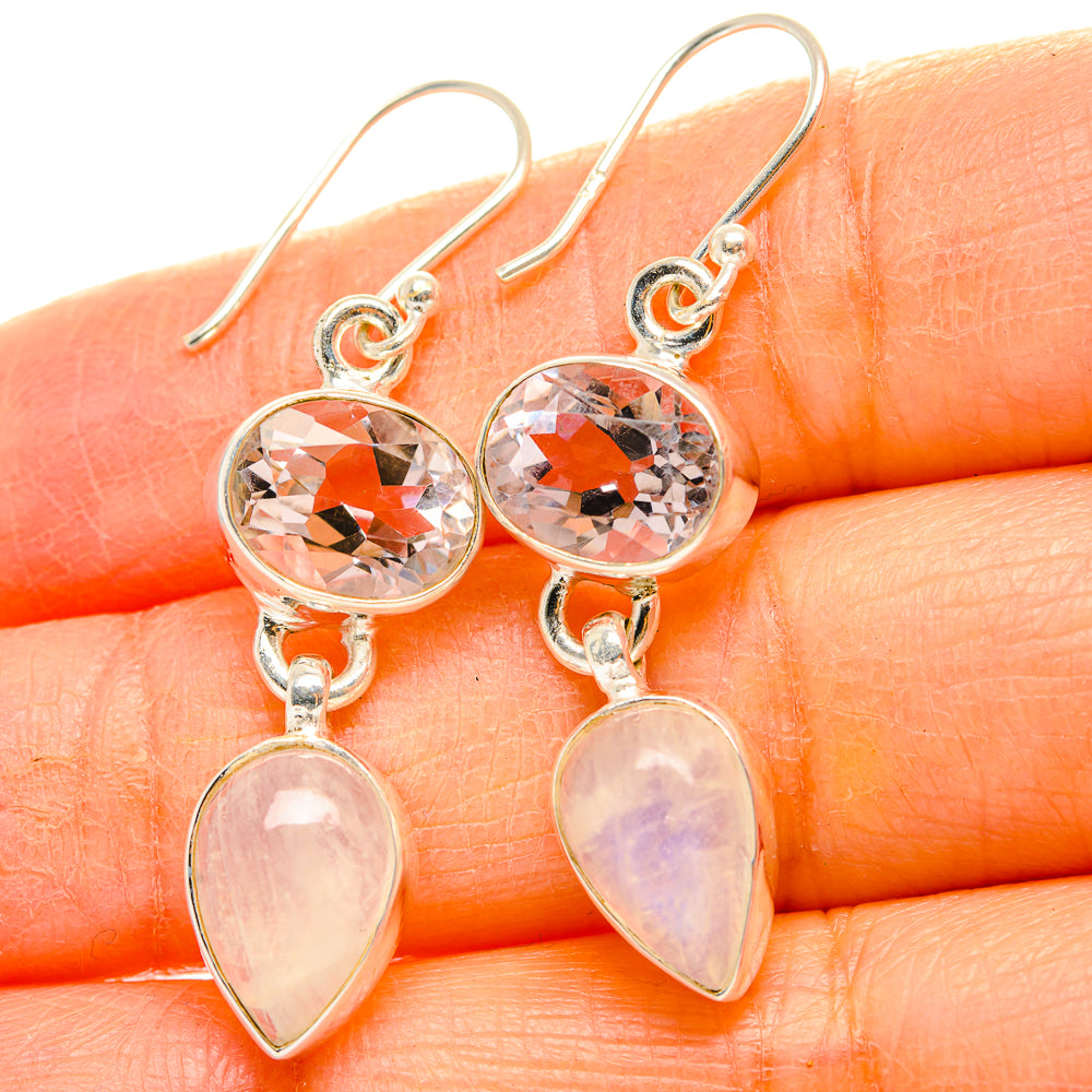 Rainbow Moonstone, Pink Amethyst Earrings handcrafted by Anasilvercos - EARR429806