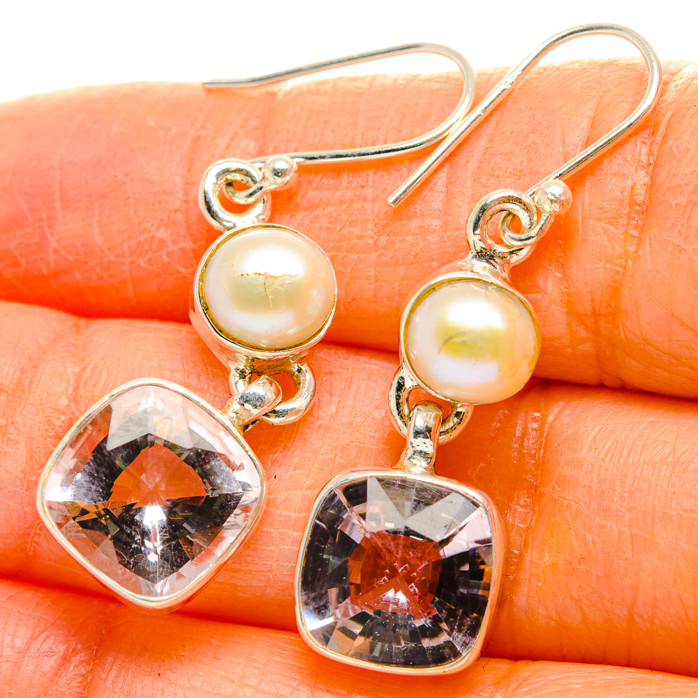 Pink Amethyst, Cultured Pearl Earrings handcrafted by Anasilvercos - EARR429814