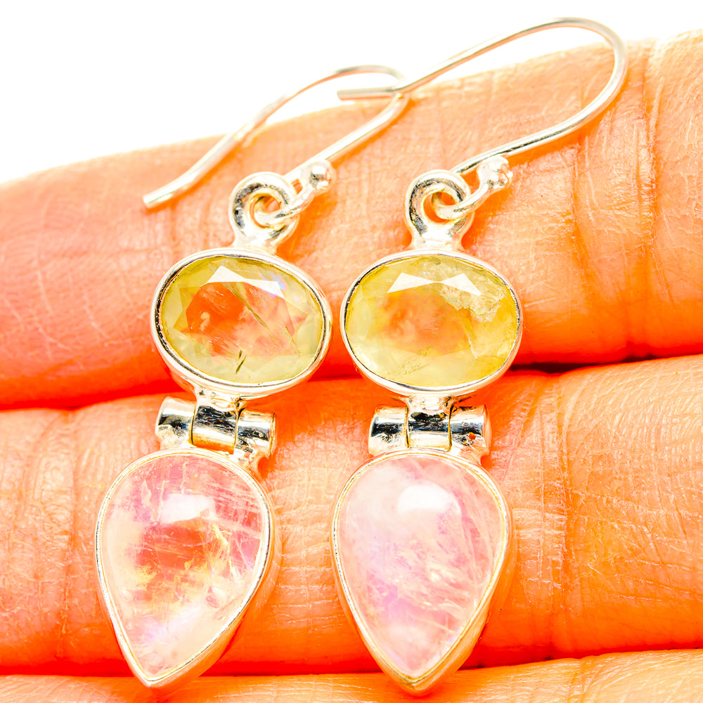 Rainbow Moonstone, Prehnite Earrings handcrafted by Anasilvercos - EARR429828