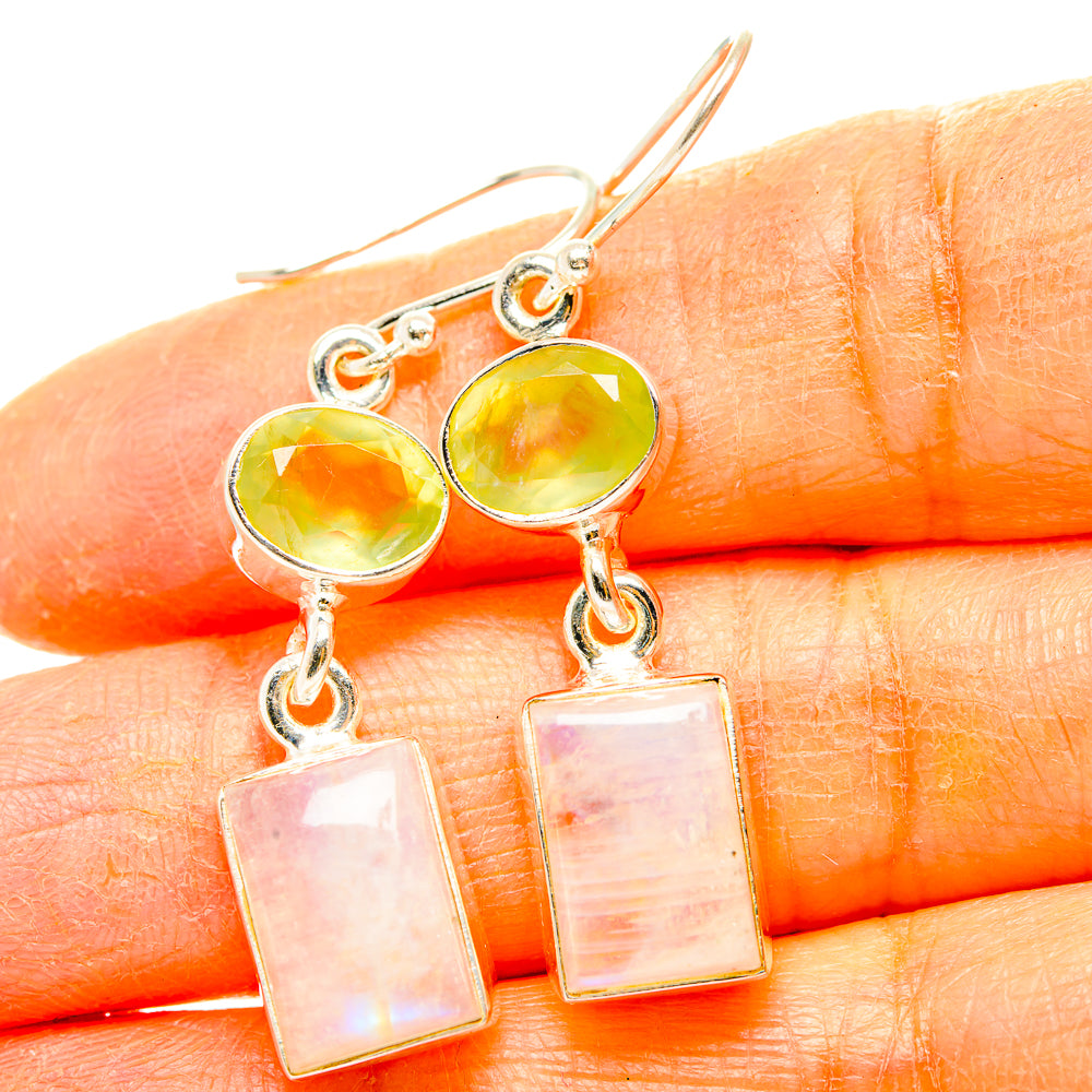 Rainbow Moonstone, Prehnite Earrings handcrafted by Anasilvercos - EARR429849