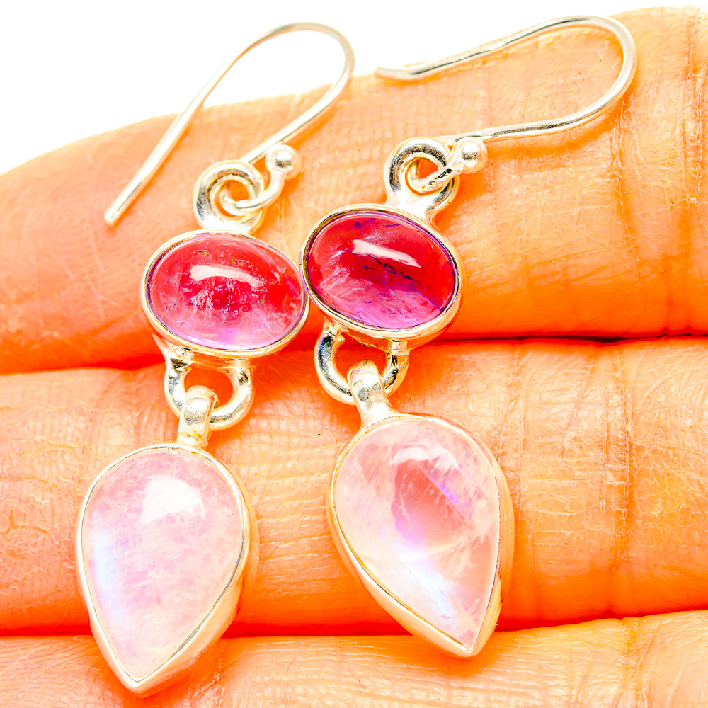 Rainbow Moonstone, Amethyst Earrings handcrafted by Anasilvercos - EARR429850