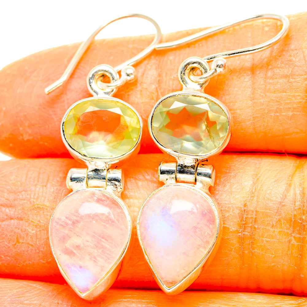 Rainbow Moonstone, Prehnite Earrings handcrafted by Anasilvercos - EARR429855