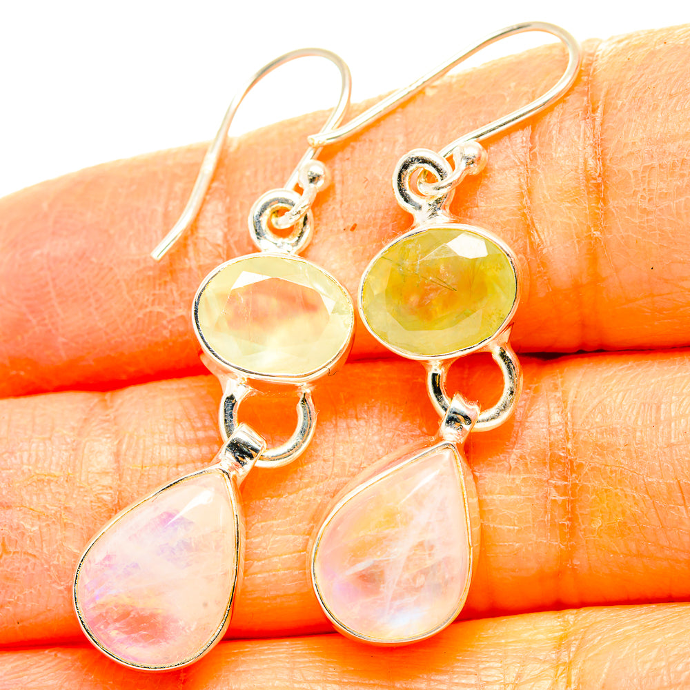 Rainbow Moonstone, Prehnite Earrings handcrafted by Anasilvercos - EARR429861