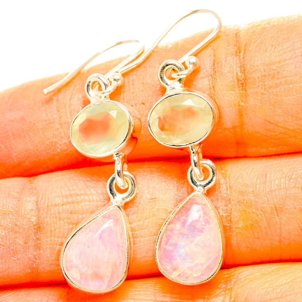 Rainbow Moonstone, Prehnite Earrings handcrafted by Anasilvercos - EARR429863