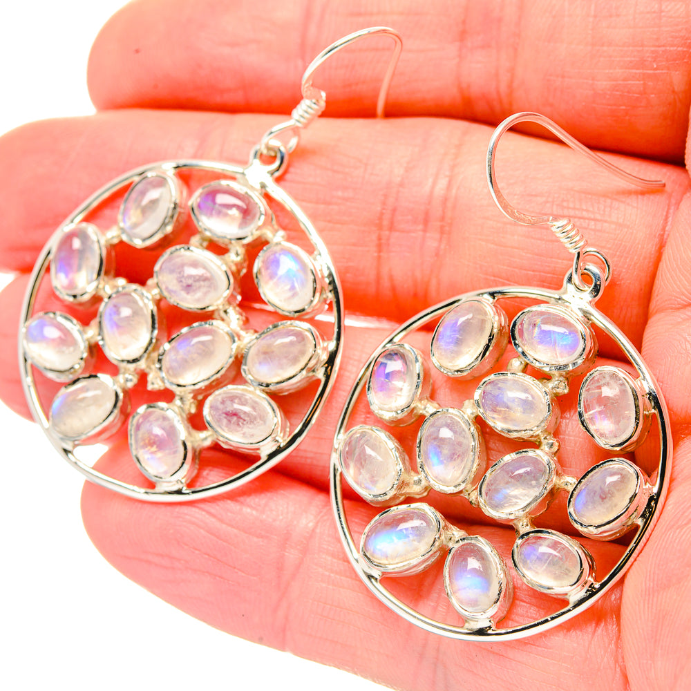 Rainbow Moonstone Earrings handcrafted by Anasilvercos - EARR429872