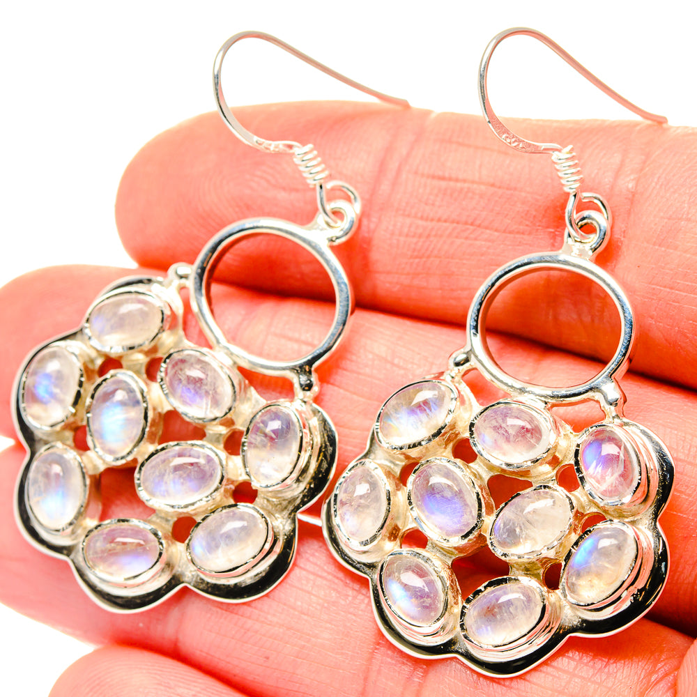 Rainbow Moonstone Earrings handcrafted by Anasilvercos - EARR429874