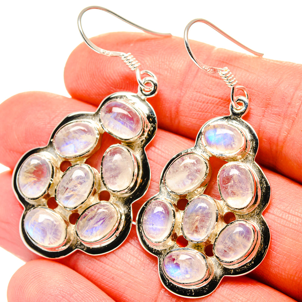 Rainbow Moonstone Earrings handcrafted by Anasilvercos - EARR429875