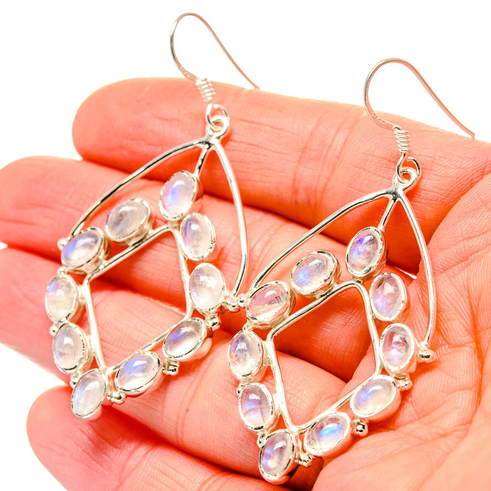 Rainbow Moonstone Earrings handcrafted by Anasilvercos - EARR429877