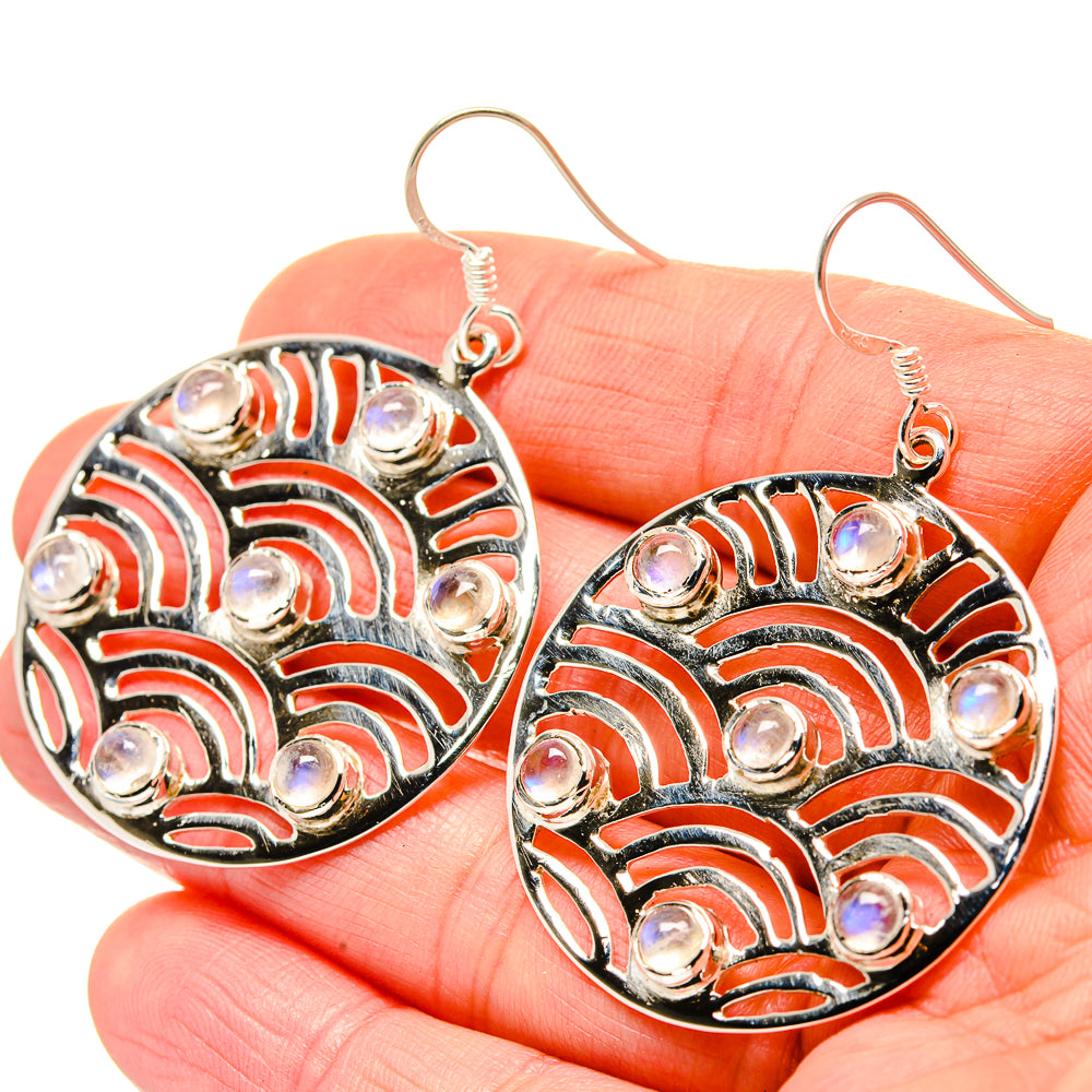 Rainbow Moonstone Earrings handcrafted by Anasilvercos - EARR429878