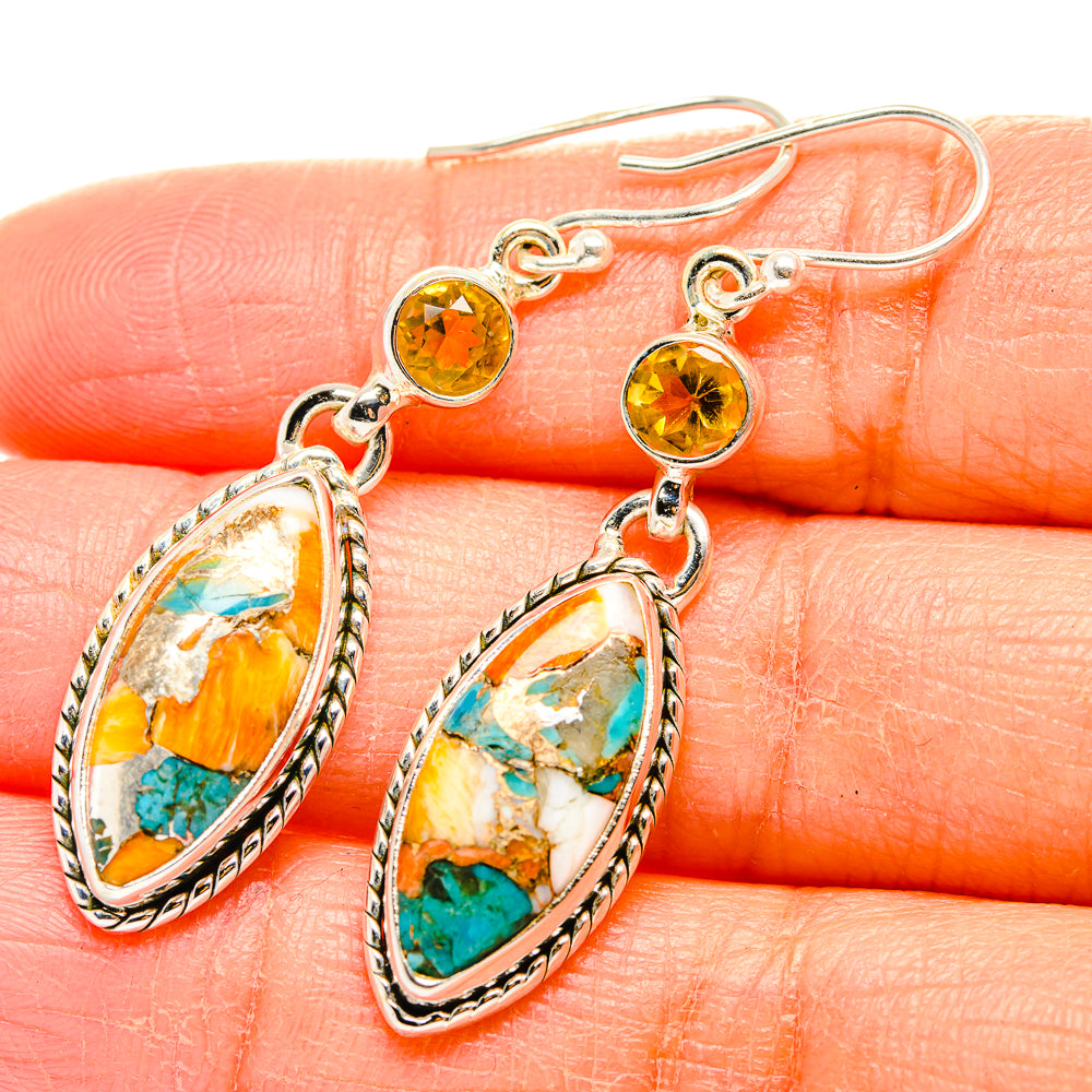 Spiny Oyster Turquoise Earrings handcrafted by Anasilvercos - EARR429893