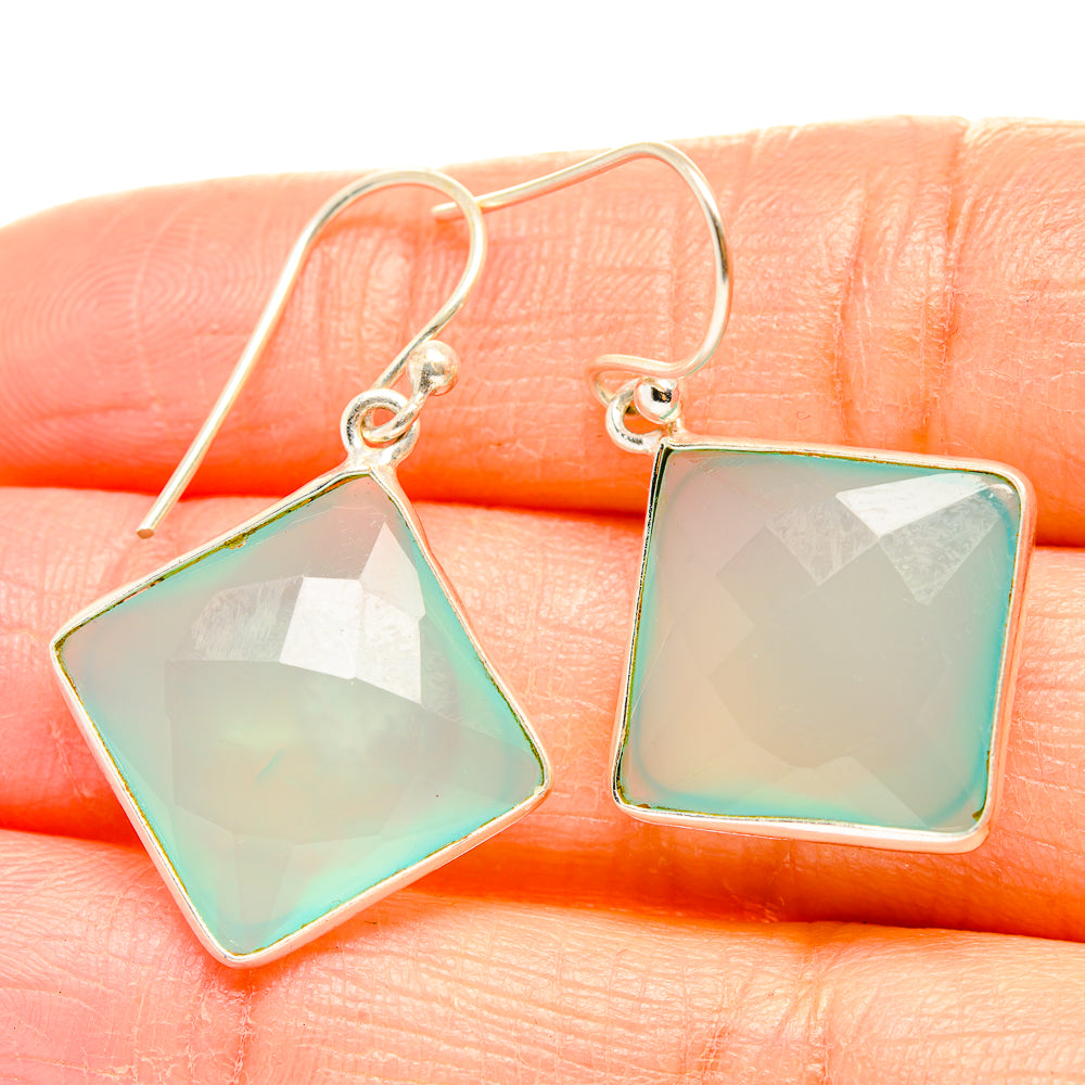 Aqua Chalcedony Earrings handcrafted by Anasilvercos - EARR429895