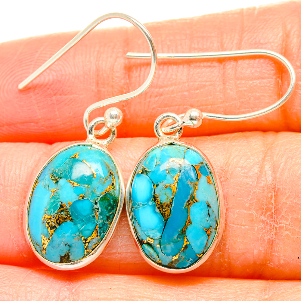 Blue Copper Composite Turquoise Earrings handcrafted by Anasilvercos - EARR429908