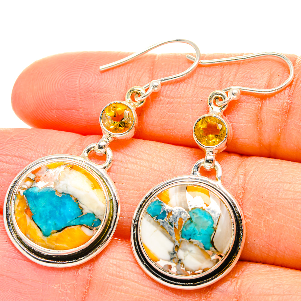Spiny Oyster Turquoise Earrings handcrafted by Anasilvercos - EARR429920
