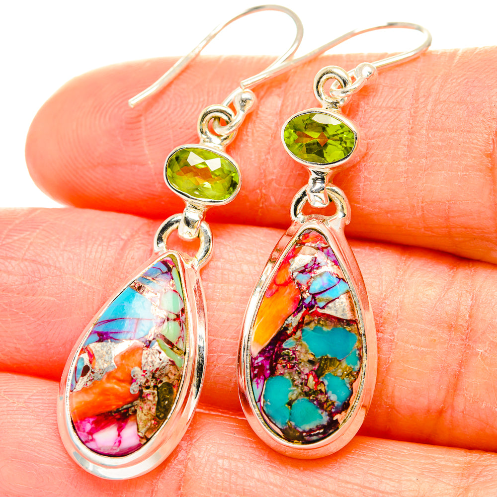 Kingman Pink Dahlia Turquoise Earrings handcrafted by Anasilvercos - EARR429930