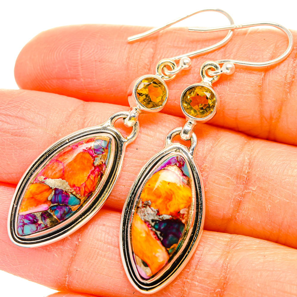 Kingman Pink Dahlia Turquoise Earrings handcrafted by Anasilvercos - EARR429971