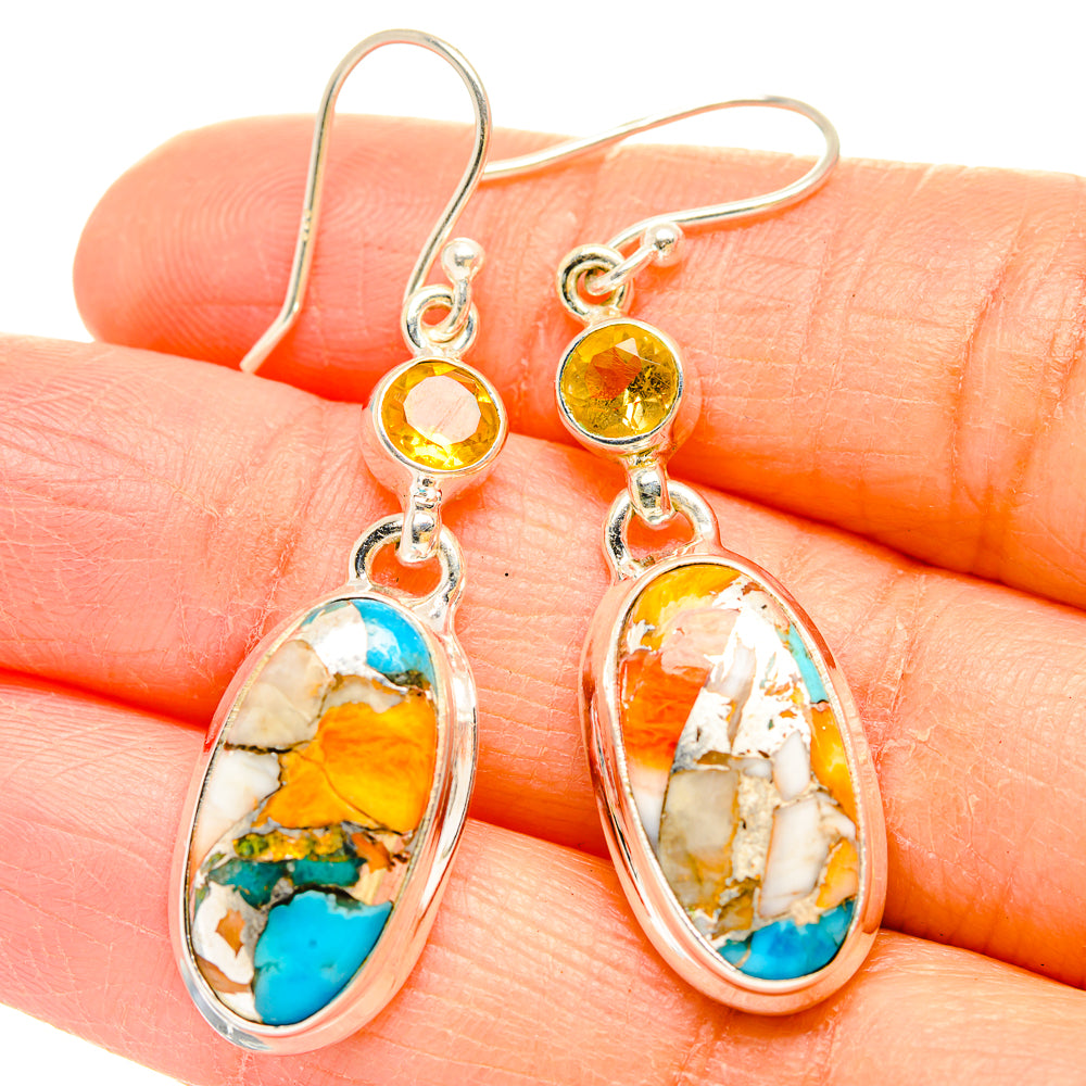 Spiny Oyster Turquoise Earrings handcrafted by Anasilvercos - EARR429974
