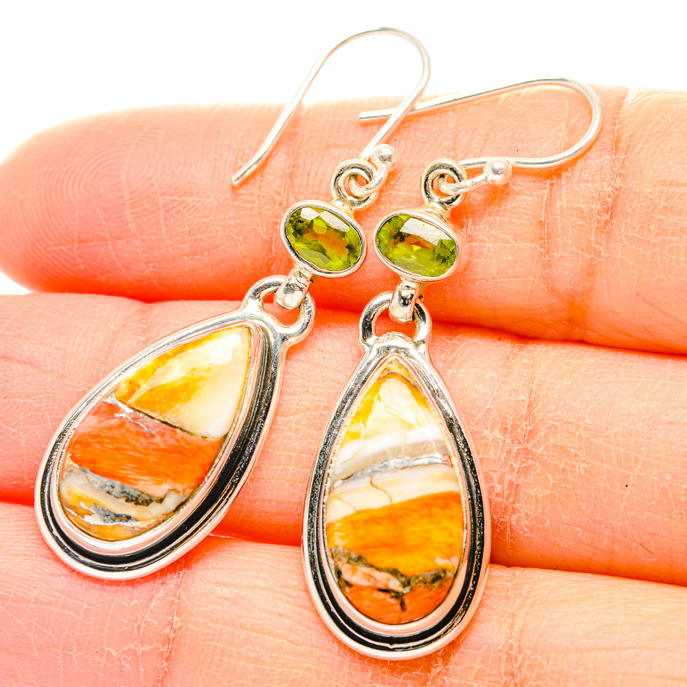 Orange Copper Composite Turquoise Earrings handcrafted by Anasilvercos - EARR430001